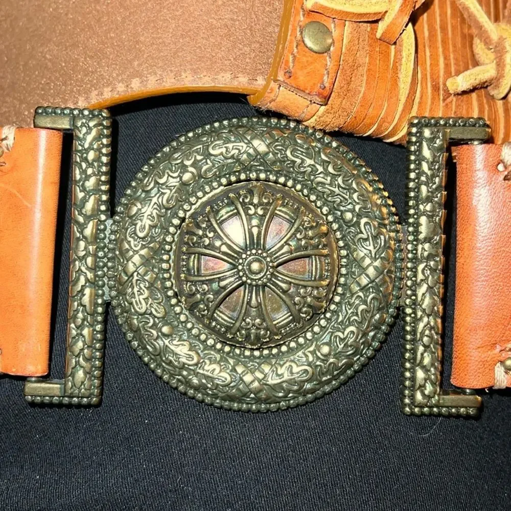 COLDWATER CREWK leather and brass detailed belt M